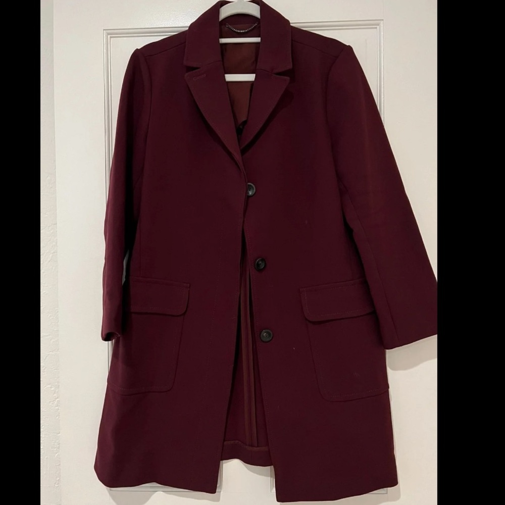 Vince Camino Burgundy Patch Pocket Pea Coat